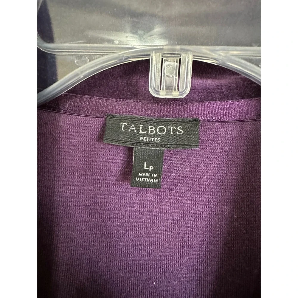 Talbots Petites Purple Velvet Velour Open Front Cardigan Jacket Sz LP Luxury - Picture 4 of 6